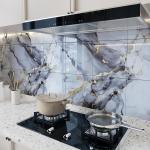 10pcs Peel and Stick Tile Shower Waterproof Marble Tiles Wall Panels, 11.8"x11.8" Self-Adhesive Backsplash Tile, PVC Wall Panels Shower Tiles for Home Bathroom, Kitchen, Living Room Blue