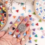 Youway Style Glass Mosaic Tiles for Crafts Bulk,440 Pcs Small Triangle Mosaic Glass Pieces for DIY Mosaic Art Decor,Christmas Mosaic Kit Supplies