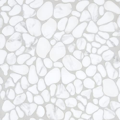 Carrara White Pebble Tile for Shower Floors