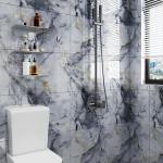 10pcs Peel and Stick Tile Shower Waterproof Marble Tiles Wall Panels, 11.8"x11.8" Self-Adhesive Backsplash Tile, PVC Wall Panels Shower Tiles for Home Bathroom, Kitchen, Living Room Blue