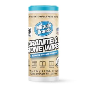 MiracleWipes for Granite & Stone, Clean, Protect, Polish Stone, Marble, Quartz, Slate, Tile, Laminate Surfaces in Kitchen and Bathroom - 30 Count