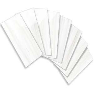 Vamos Tile 4-Piece Glossy Dolomite White Peel and Stick Backsplash Tile,3''x6'' PVC Subway Tile with White Grout, Stick on Backsplash for Kitchen/Bathroom/Fireplace
