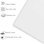4 in Ceramic Tile Gloss 4 1/4" Box of 10 Pieces for Bathroom Wall and Kitchen Backsplash by Tenedos – Glossy Finish, Classic Look (White)