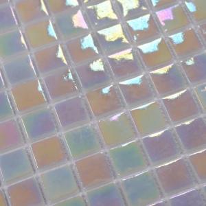 VividCraftX 8.7 Sq.Ft Iridescent Glass Mosaic Pool Tile, Pearlescent White for Swimming Pool & Spa, 11.8" Mesh Mounted Sheets, Waterproof & Frost-Proof for Shower Floor & Waterline