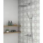 Tenedos HTCRC 8x8 Matte Porcelain Tile – Soft Blue, Taupe & White Patterned Floor and Wall Tile, Vintage Cement Look for Kitchen, Bathroom & Backsplash (34 Pieces)