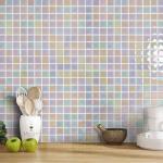 VividCraftX 8.7 Sq.Ft Iridescent Glass Mosaic Pool Tile, Pearlescent White for Swimming Pool & Spa, 11.8" Mesh Mounted Sheets, Waterproof & Frost-Proof for Shower Floor & Waterline