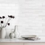 Vamos Tile 4-Piece Glossy Dolomite White Peel and Stick Backsplash Tile,3''x6'' PVC Subway Tile with White Grout, Stick on Backsplash for Kitchen/Bathroom/Fireplace