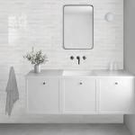 Vamos Tile 4-Piece Glossy Dolomite White Peel and Stick Backsplash Tile,3''x6'' PVC Subway Tile with White Grout, Stick on Backsplash for Kitchen/Bathroom/Fireplace