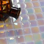 VividCraftX 8.7 Sq.Ft Iridescent Glass Mosaic Pool Tile, Pearlescent White for Swimming Pool & Spa, 11.8" Mesh Mounted Sheets, Waterproof & Frost-Proof for Shower Floor & Waterline