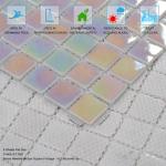 VividCraftX 8.7 Sq.Ft Iridescent Glass Mosaic Pool Tile, Pearlescent White for Swimming Pool & Spa, 11.8" Mesh Mounted Sheets, Waterproof & Frost-Proof for Shower Floor & Waterline