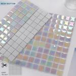 VividCraftX 8.7 Sq.Ft Iridescent Glass Mosaic Pool Tile, Pearlescent White for Swimming Pool & Spa, 11.8" Mesh Mounted Sheets, Waterproof & Frost-Proof for Shower Floor & Waterline