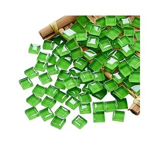 Mosaic Tiles Squares Dark Green Crystal Mosaic Glass Tile for Crafts Bulk DIY Picture Frames Handmade Jewelry Coasters Art Material Decoration,1x1cm,100 Pieces