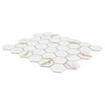 MSI Calacatta Gold 11 in. x 13 in. Hexagon Matte Porcelain Tile for Kitchen Backsplash, Floor Tile, Wall Tile for Bathroom, Shower Wall Tile, Mesh Mounted Mosaic Tile