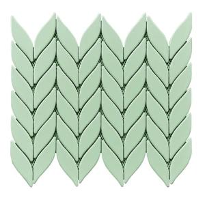 Mint Green Leaf Pattern Mosaic Shower Floor Tile