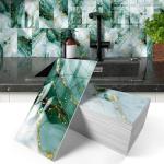 Glossy Emarald Marble Peel and Stick Subway Tile