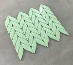 Mint Green Leaf Pattern Mosaic Shower Floor Tile
