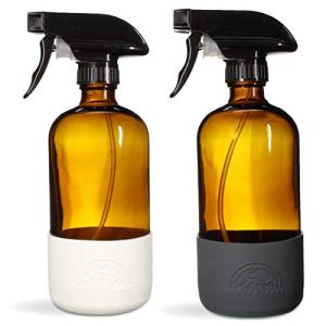 Amber Glass Spray Bottles with Silicone Sleeve - 2 Pack