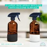 Amber Glass Spray Bottles with Silicone Sleeve - 2 Pack