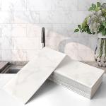 VAOVI Peel and Stick Backsplash Subway Marble Tiles,Kitchen Wall Bathroom Shower Individual Tile Stickers 3.93inx7.87in(23Tiles,Carrara White)