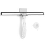 AmazerBath Shower Squeegee for Glass Doors, All-Purpose Squeegee with Suction Hook & Adhesive Hook, Clear Squeegee for Shower Glass, Windows, Mirrors, Tiles and Car Windows - 12 Inches, Clear