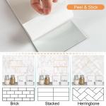 VAOVI Peel and Stick Backsplash Subway Marble Tiles,Kitchen Wall Bathroom Shower Individual Tile Stickers 3.93inx7.87in(23Tiles,Carrara White)