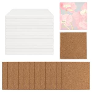 Aspire 12 PCS Ceramic Tiles for Crafts Coasters, Unglazed Square Coasters Bulk, Ceramic Blanks for Alcohol Ink Painting