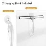 AmazerBath Shower Squeegee for Glass Doors, All-Purpose Squeegee with Suction Hook & Adhesive Hook, Clear Squeegee for Shower Glass, Windows, Mirrors, Tiles and Car Windows - 12 Inches, Clear