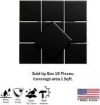 Tenedos Matte Black Ceramic Tile for Bathroom Wall, Shower Surround, and Kitchen Backsplash – Classic Square Design 4 x 4-1/4 Inch – 10 Pieces
