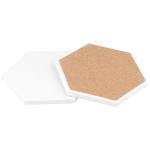 JAPCHET 32 PCS Blank Hexagon Ceramic Coasters with 4 Holders, White Unglazed Ceramic Tiles Coaster with Cork Backing Pads for Acrylic Pouring, Painting Projects