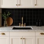 Tenedos Matte Black Ceramic Tile for Bathroom Wall, Shower Surround, and Kitchen Backsplash – Classic Square Design 4 x 4-1/4 Inch – 10 Pieces