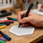 JAPCHET 32 PCS Blank Hexagon Ceramic Coasters with 4 Holders, White Unglazed Ceramic Tiles Coaster with Cork Backing Pads for Acrylic Pouring, Painting Projects