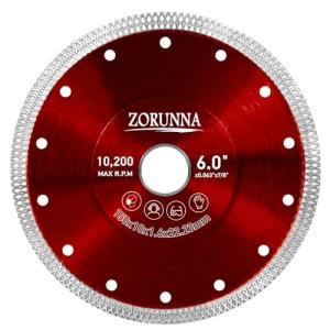 ZORUNNA 6" Diamond Blade for Angle Grinder, Super Thin Tile Cutting Blade for Smooth Cutting, 1Pcs Tile Cuttter Blade for Dry and Wet Cutting Porcelain Ceramic Tile Granite Marbles.