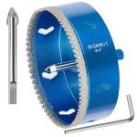 NICAVKIT 4 Inch Diamond Hole Saw Bits with Pilot Drill Bit, 4" Serrated Brazing Tile Hole Saw Diamond Tipped Drill Bits for Porcelain Tile Ceramic Stone Granite Marble Glass Bottles