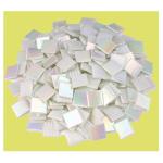 Samjobroad Iridescent White Mosaic Tiles, High-Temperature Fired Vitreous Mosaic Glass Pieces, 0.78-Inch Square Stained Glass Tiles for Crafts and DIY Art Projects – 0.66lb