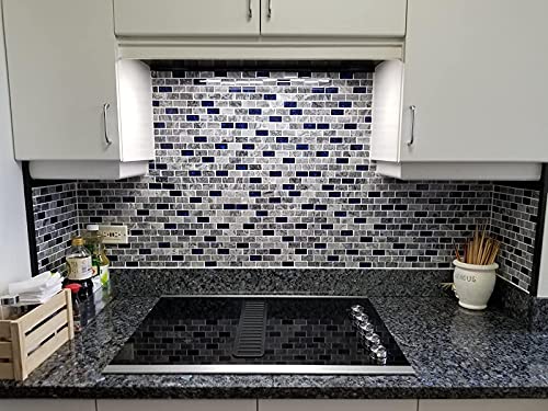 Polished Gray & Royal Blue Mosaic Shower Tiles