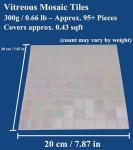 Samjobroad Iridescent White Mosaic Tiles, High-Temperature Fired Vitreous Mosaic Glass Pieces, 0.78-Inch Square Stained Glass Tiles for Crafts and DIY Art Projects – 0.66lb