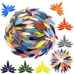 360 Pcs 1000g Petal Mosaic Tiles for Crafts Ceramic Mosaic Flower Tiles Bulk Flower Leaves Pieces Glazed Colorful Porcelain Pieces for Home Decoration Art Crafts DIY Projects