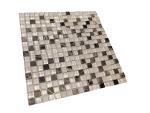 Tenedos Dark Emperador Marble with Beige Glass Frosted 5/8 Square Mosaic Wall Decor Tile for Kitchen Backsplash, Accent Wall, Bathroom Wall (1 Sheet)