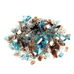 Mr. Fireglass 10 Pounds Blended Reflective Fire Glass for Fire Pit Fireplace and Landscaping, 1/2 Inch Mixed Colored High Luster Fireglass Rocks for Outdoor ＆ Indoor Use Aqua Blue+Copper+Platinum