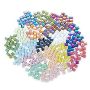 BTMIEY Mixed Color Crystal Mosaic Tiles,200pcs/bag Square Glass Mosaic Tiles for DIY Crafts Supplier Laser Crystall Mosaic Tile Creative Art Material (Mix Color)