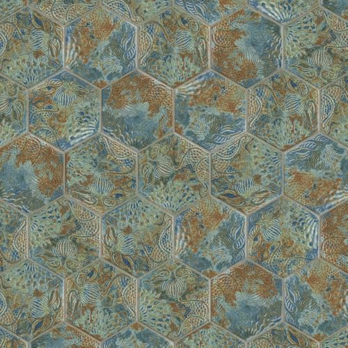 Gaudi React Hex Ocean Porcelain Shower Tile