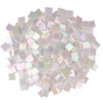 Samjobroad Iridescent White Mosaic Tiles, High-Temperature Fired Vitreous Mosaic Glass Pieces, 0.78-Inch Square Stained Glass Tiles for Crafts and DIY Art Projects – 0.66lb