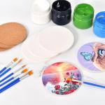 COYMOS 24 Pcs Round Ceramic Tiles for Crafts 4x4 White Ceramic Coasters for Crafts with Cork Backing Pads Blank Unglazed Tiles for Painting, Alcohol Ink, Acrylic Pouring, DIY Coaster