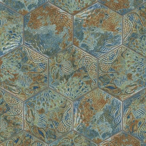 Gaudi React Hex Ocean Porcelain Shower Tile