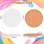 COYMOS 24 Pcs Round Ceramic Tiles for Crafts 4x4 White Ceramic Coasters for Crafts with Cork Backing Pads Blank Unglazed Tiles for Painting, Alcohol Ink, Acrylic Pouring, DIY Coaster