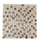 Tenedos Dark Emperador Marble with Beige Glass Frosted 5/8 Square Mosaic Wall Decor Tile for Kitchen Backsplash, Accent Wall, Bathroom Wall (1 Sheet)