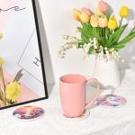 COYMOS 24 Pcs Round Ceramic Tiles for Crafts 4x4 White Ceramic Coasters for Crafts with Cork Backing Pads Blank Unglazed Tiles for Painting, Alcohol Ink, Acrylic Pouring, DIY Coaster