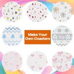 COYMOS 24 Pcs Round Ceramic Tiles for Crafts 4x4 White Ceramic Coasters for Crafts with Cork Backing Pads Blank Unglazed Tiles for Painting, Alcohol Ink, Acrylic Pouring, DIY Coaster