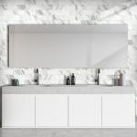 AULIGET 100-Piece White Marble Look Peel and Stick Backsplash Wall Tiles, 3" x 6" PVC Faux Stone Stick on Tile for Backsplash Kitchen, Bathroom, Laundry Room, Camper, Fireplace
