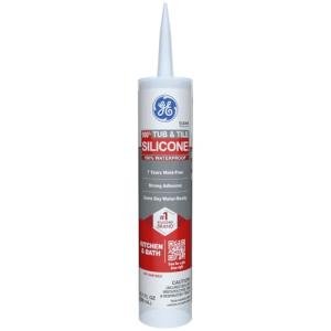 GE Silicone Caulk for Tub & Tile Kitchen & Bath, Clear, 10 fl oz Cartridge, 1 Pack - 100% Waterproof Silicone Sealant, Excellent Flexibility, Shrink & Crack Proof
